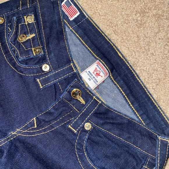True Religion Billy Crystal Pave Jeans Low Rise Straight Leg Y2K Pants Size 25 - Picture 5 of 9